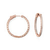 Sterling Silver 14 Karat Rose Gold Plated Round In/Out CZ Hoop Earrings