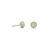 Sterling Silver 14 Karat Gold Plated Synthetic White Opal Studs