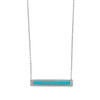 Sterling Silver 16"+2 Rhodium Plated Simulated Turquoise Bar Necklace