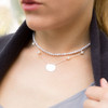 Sterling Silver 16" ID Tag Necklace with White Cultured Freshwater Pearl