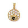 Sterling Silver "BEE Mine!" 14 Karat Gold Plated Honeycomb with Bee Pendant