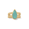 Sterling Silver 14 Karat Gold Plated Aqua Hydro Glass Ring