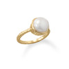 Sterling Silver 14 Karat Gold Plated Cultured Freshwater Pearl Ring