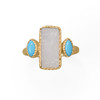 Sterling Silver Darling and Dreamy! 14 Karat Gold Plated Druzy and Simulated Turquoise Ring