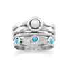 Sterling Silver Oxidized Cultured Freshwater Pearl and Simulated Turquoise Ring