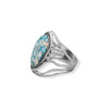 Sterling Silver Oxidized Roman Glass Cutout Swirl Design Ring
