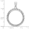 14k White Gold Polished Rope Prong 22.0mm Coin Bezel Pendant