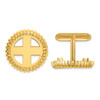 14k Yellow Gold Polished Fluted 17.8mm Coin Bezel Cuff Links