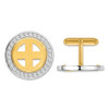 14k Two-tone Gold Channel Set AA Diamond 17.8mm Coin Bezel Cuff Links