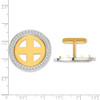 14k Two-tone Gold Channel Set AAA Diamond 22.0mm Coin Bezel Cuff Links