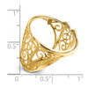 14k Yellow Gold Ladies Polished Wire Curl Filigree 19.5mm Coin Bezel Ring