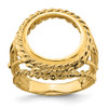 14k Yellow Gold Ladies Polished Double Twisted Wire 13.0mm Coin Bezel Ring