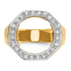 14k Gold Mens Two-tone Polished AAA Diamond Octagonal 13.0mm Coin Bezel Ring Size 10