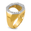 14k Gold Mens Two-tone Polished AAA Diamond Octagonal 13.0mm Coin Bezel Ring Size 10