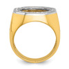 14k Gold Mens Two-tone Polished AA Diamond Octagonal 13.0mm Coin Bezel Ring Size 10