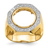 14k Gold Mens Two-tone Polished AA Diamond Octagonal 13.0mm Coin Bezel Ring Size 10