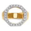 14k Gold Mens Two-tone Polished A Diamond Octagonal 13.0mm Coin Bezel Ring Size 10