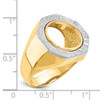 14k Gold Mens Two-tone Polished A Diamond Octagonal 13.0mm Coin Bezel Ring Size 10