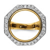 14k Gold Mens Two-tone Polished AA Diamond Octagonal 17.8mm Coin Bezel Ring Size 10