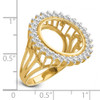 14k Gold w/ White Rhodium Polished Ladies Wire AAA Diamond 15mm Coin Bezel Ring