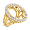 14k Gold w/ White Rhodium Polished Ladies Wire VS Diamond 19.0mm Coin Bezel Ring