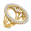 14k Gold w/ White Rhodium Polished Ladies Wire VS Diamond 21.6mm Coin Bezel Ring