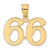 14k Yellow Gold Polished Number 66 Pendant