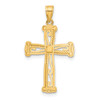 14k Yellow Gold w/Rhodium Cross Pendant