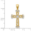 14k Yellow Gold w/Rhodium Cross Pendant