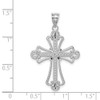 14K White Gold Polished Diamond-cut Textured Cross Pendant