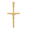 14k Yellow Gold Brushed & Diamond-cut Crucifix Cross Pendant