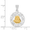 14K Two-tone Gold Brushed & Polished Virgin Mary Diamond-cut Pendant