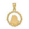 14k Yellow Gold Brushed & Polished Diamond-cut Virgin Mary Pendant