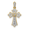14k Yellow Gold 1/10ctw Diamond Fancy Cross Pendant