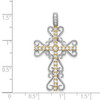 14k Two-tone Gold 5/8ctw Diamond Filigree Cross Pendant