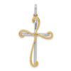 14k Two-tone Gold 1/6ctw Diamond Cross Pendant