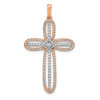 14k White and Rose Gold Diamond Cross Pendant