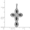 14k White Gold White and Black Diamond Cross Pendant
