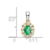 14k Two-tone Gold Oval Emerald and Diamond Halo Pendant