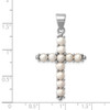 Sterling Silver Rhodium-plated Freshwater Cultured Pearl Cross Pendant