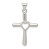 Sterling Silver Polished and Textured Cross w/ Heart Pendant