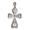 Sterling Silver Antiqued Marcasite and Garnet Cross Pendant