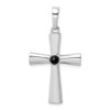 Sterling Silver Rhodium-plated Onyx Cross Pendant