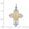 Sterling Silver Rhodium-plated Gold Tone Miraculous Medal Cross Pendant