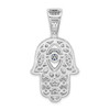 Sterling Silver Rhodium-plated Created Spinel & White CZ Hamsa Pendant