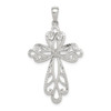 Sterling Silver Diamond & Diamond-cut Cross Pendant