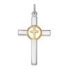 Sterling Silver Rhodium-plated & Gold Tone Cross Pendant QC9699