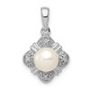 Sterling Silver Rhodium Plated Freshwater Cultured Pearl &Diamond Pendant QDX321