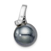 Sterling Silver Black & White CZ Black Imitation Shell Pearl Pendant