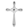 Sterling Silver Rhodium Plated Diamond Freshwater Cultured Pearl Cross Pendant